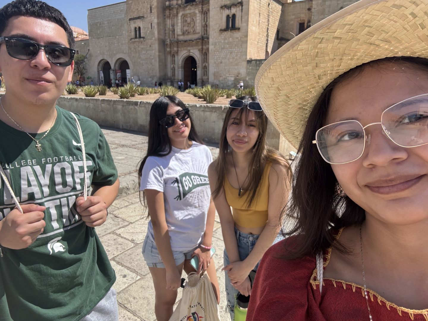 3 female and one msu student on a street in Mexico